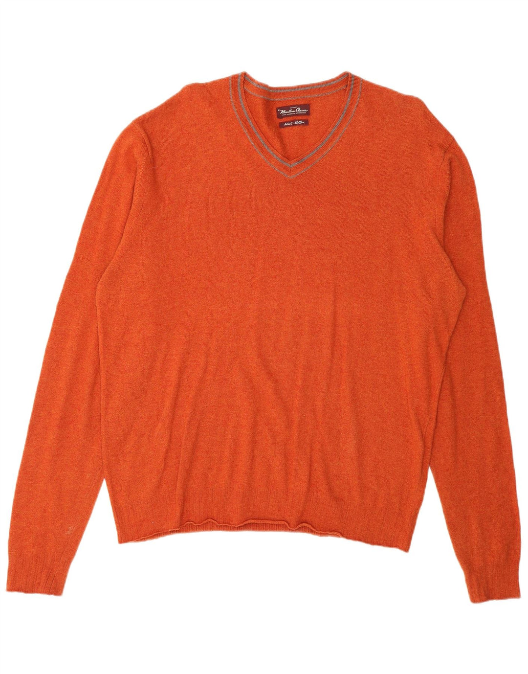 Marlboro Classics Maglione da uomo con scollo a V in lana arancione medio
