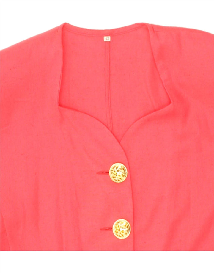 VINTAGE Womens Short Sleeve Shirt Blouse IT 42 Medium Red Linen Vintage Vintage and Second-Hand Vintage from Messina Hembry 