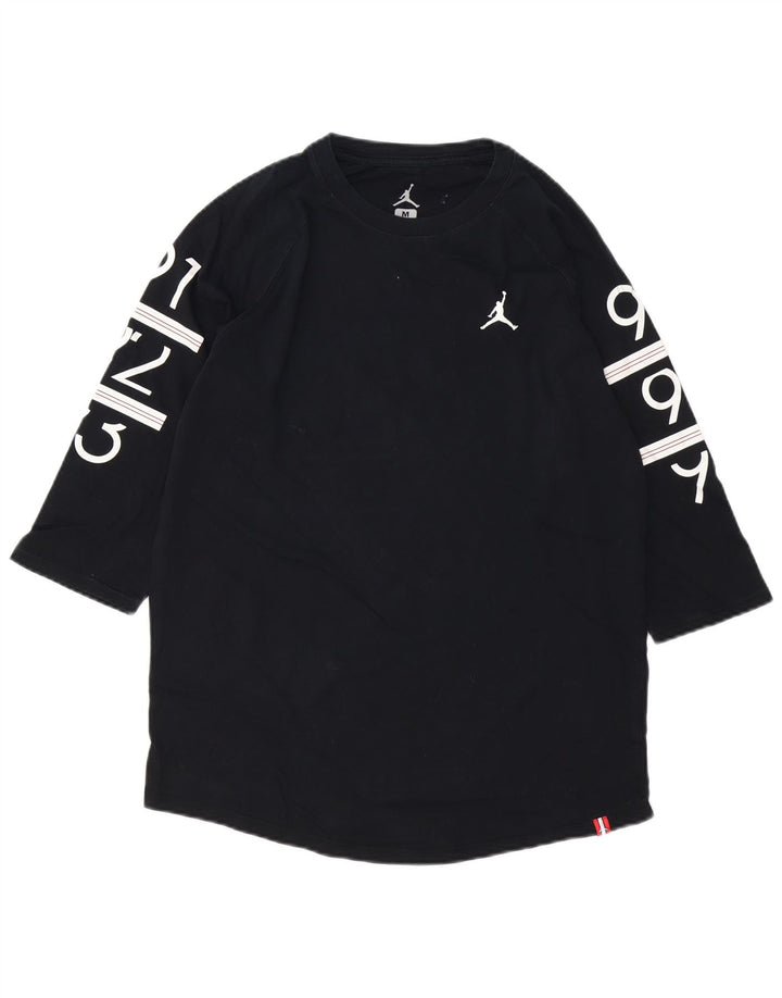 Top grafico da uomo Jordan con maniche a 3/4, cotone nero medio