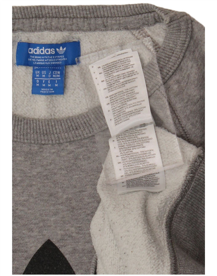 ADIDAS Mens Graphic Sweatshirt Jumper Medium Grey Cotton