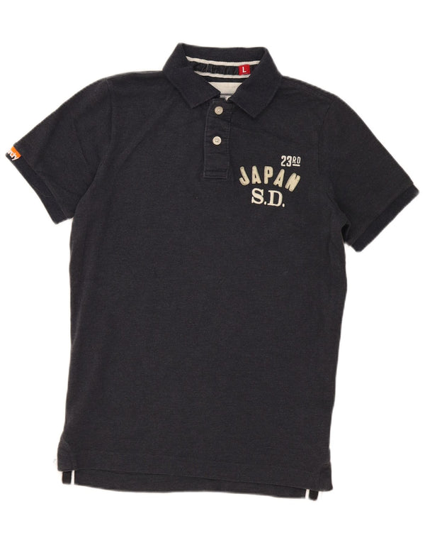 Polo grafica da uomo Superdry Large in cotone blu navy sportivo