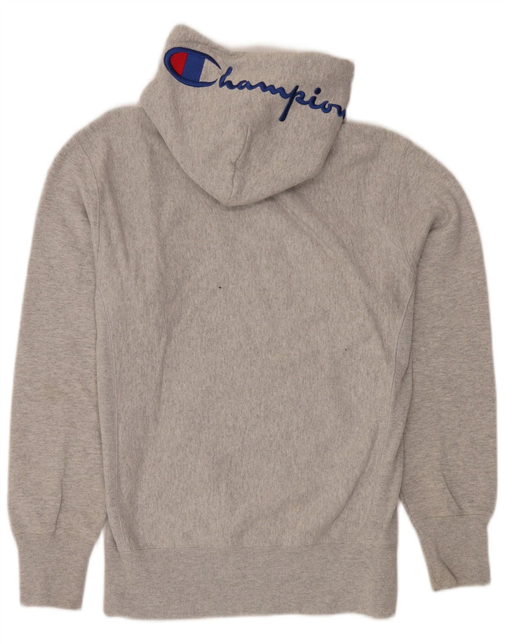 CHAMPION Mens Reverse Weave Graphic Hoodie Jumper Medium Grey