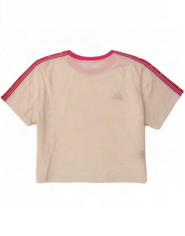 T-shirt grafica corta Adidas da donna UK 12/14 cotone bianco medio