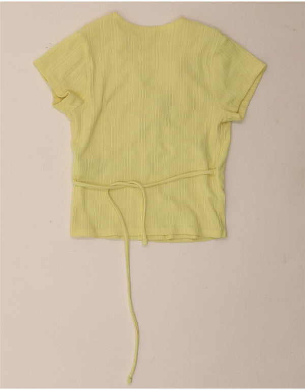 Levi's Donna Crop Wrap Cardigan Top UK 8 Piccolo Cotone Giallo