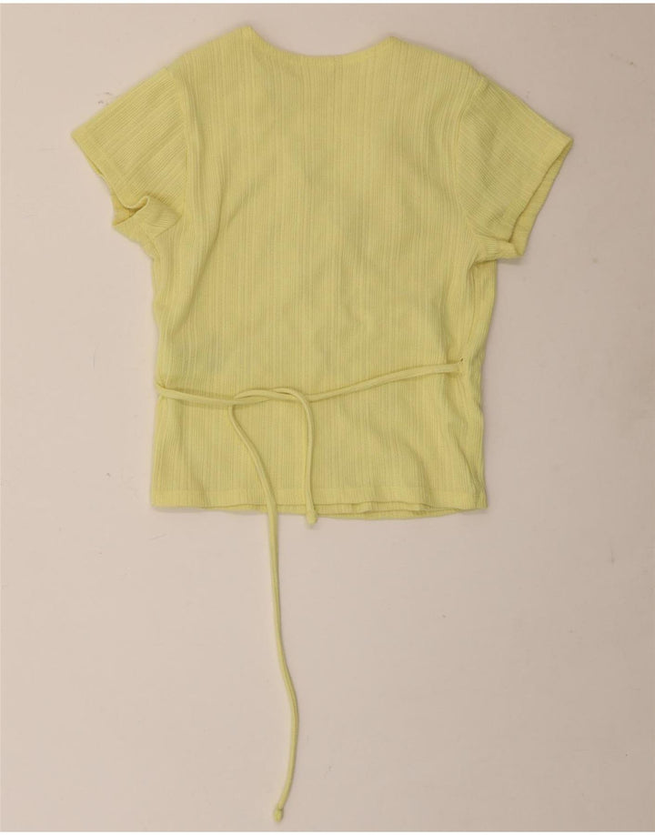 Levi's Donna Crop Wrap Cardigan Top UK 8 Piccolo Cotone Giallo