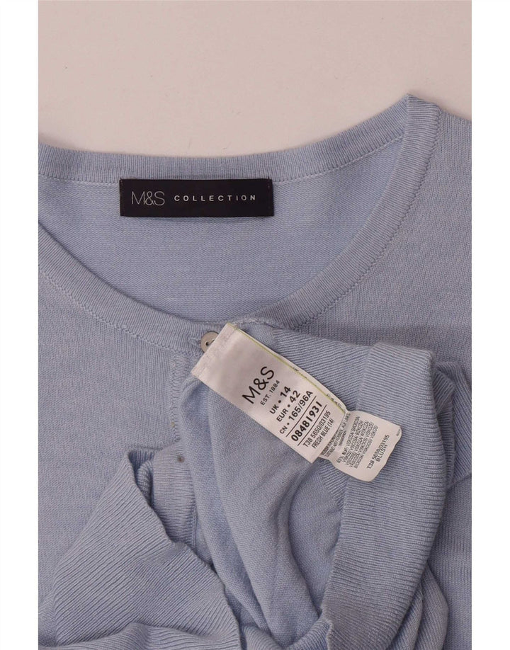 Maglione cardigan da donna Marks & Spencer UK 14 Viscosa blu medio