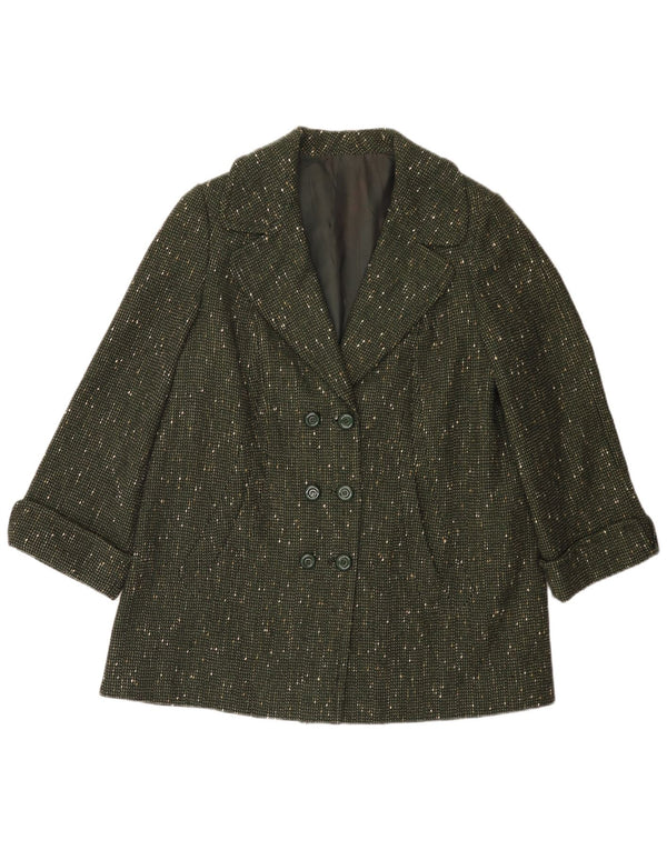 Soprabito vintage da donna UK 14 grande verde chiazzato