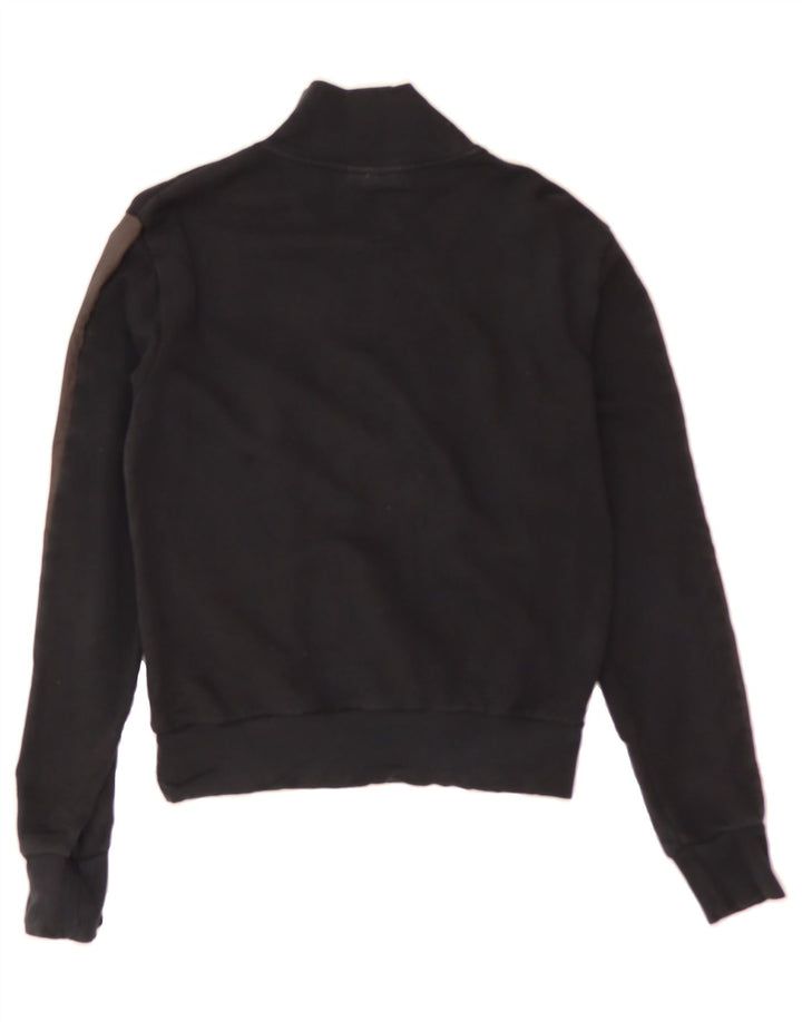 ELLESSE Womens Zip Neck Sweatshirt Jumper UK 8 Small Black Colourblock Vintage Ellesse and Second-Hand Ellesse from Messina Hembry 