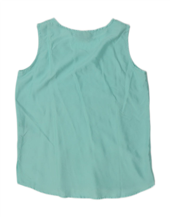 BENETTON Womens Sleeveless Blouse Top IT 44 Medium Blue Silk