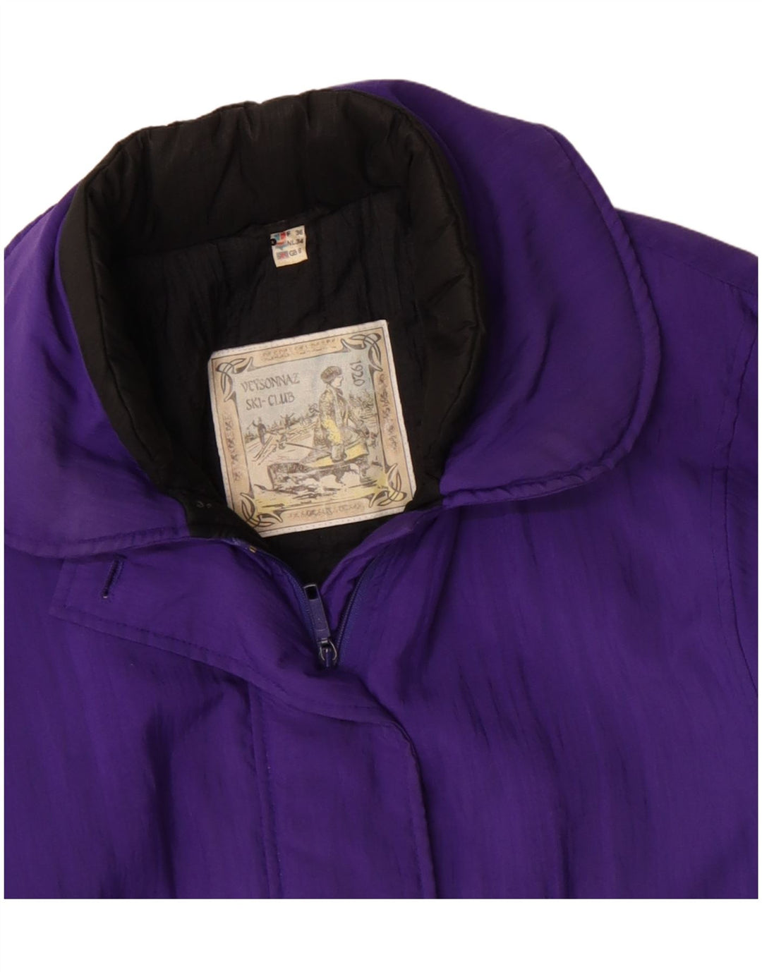 Giacca da sci oversize da donna vintage UK 8 Small Purple Polyamide Retro