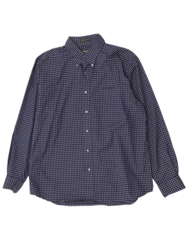 Camicia da uomo Eddie Bauer di grandi dimensioni in cotone a quadri blu navy