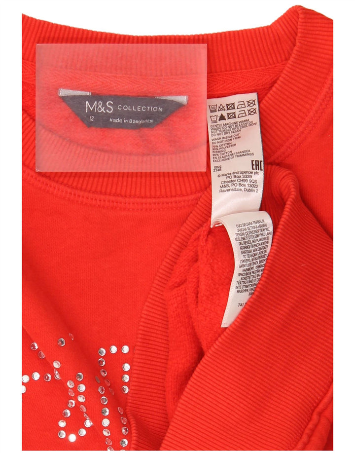 Felpa da donna Marks & Spencer con grafica ampia e vestibilità ampia, UK 12, colore rosso medio