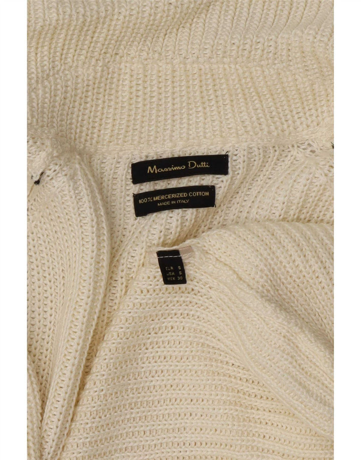 Massimo Dutti Maglione cardigan aperto lungo da donna UK 10 piccolo bianco sporco