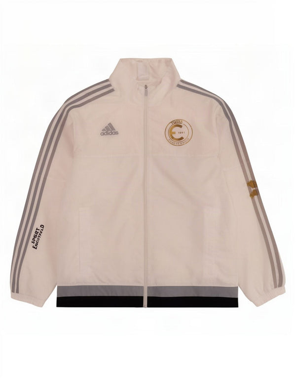 Adidas Giacca da uomo con grafica grafica, giacca grande, poliestere color block bianco