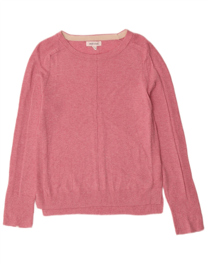 Maglione maglione con scollo a barca da donna di White Stuff UK 8 piccolo cotone rosa