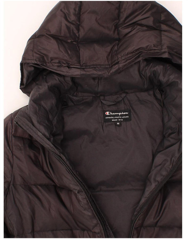 CHAMPION Womens Hooded Padded Coat UK 14 Medium Black Polyamide Vintage Champion and Second-Hand Champion from Messina Hembry 