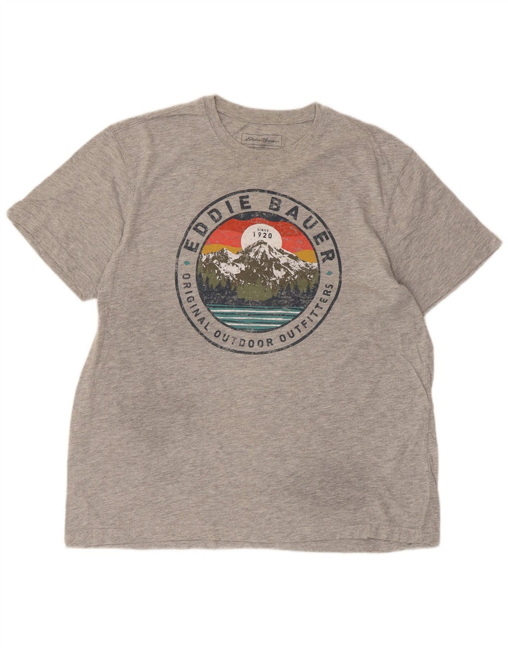 T-shirt grafica da uomo Eddie Bauer Top grande in cotone chiazzato grigio