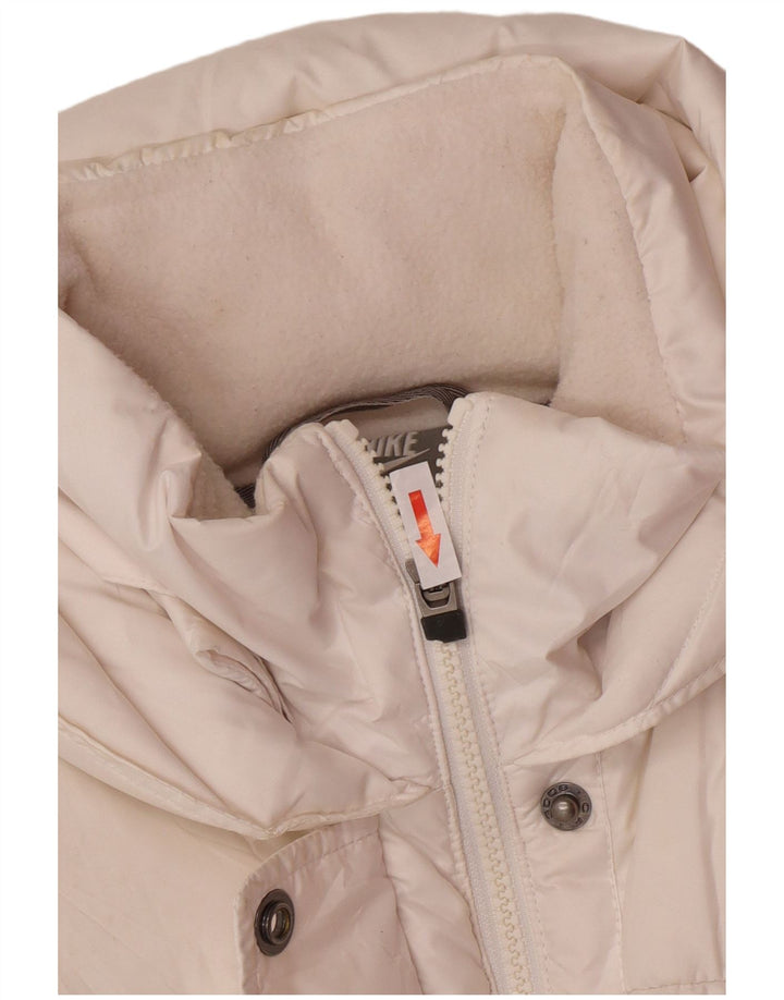 Gilet imbottito con cappuccio da donna Nike UK 12/14 poliestere bianco medio