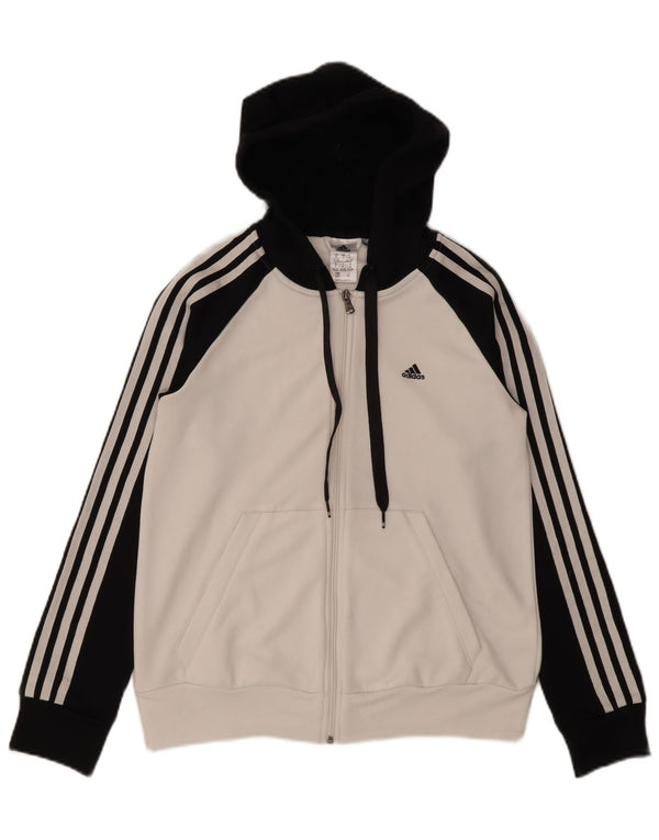 Maglione con cappuccio e zip Adidas Climalite da donna UK 8/10 Small White Colourblock