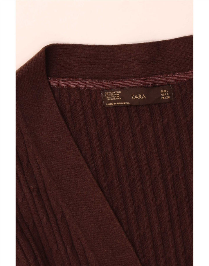 Maglione cardigan da donna Zara UK 16 grande marrone
