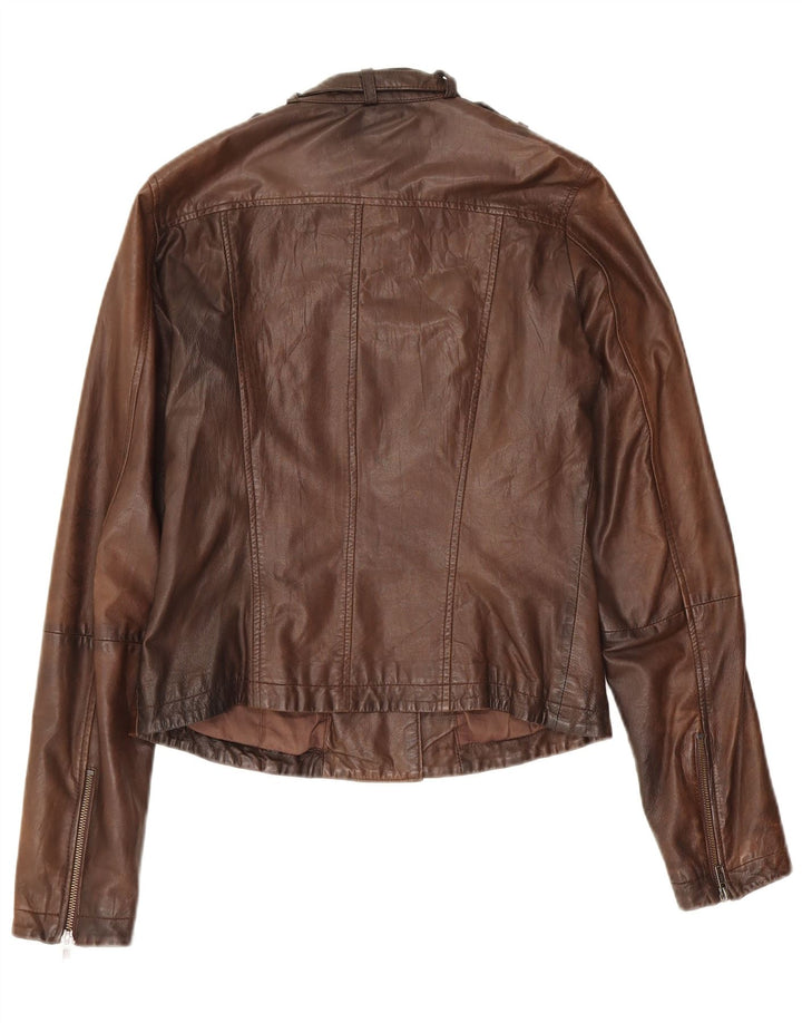 Giacca in pelle militare da donna Fornarina UK 14 grande marrone