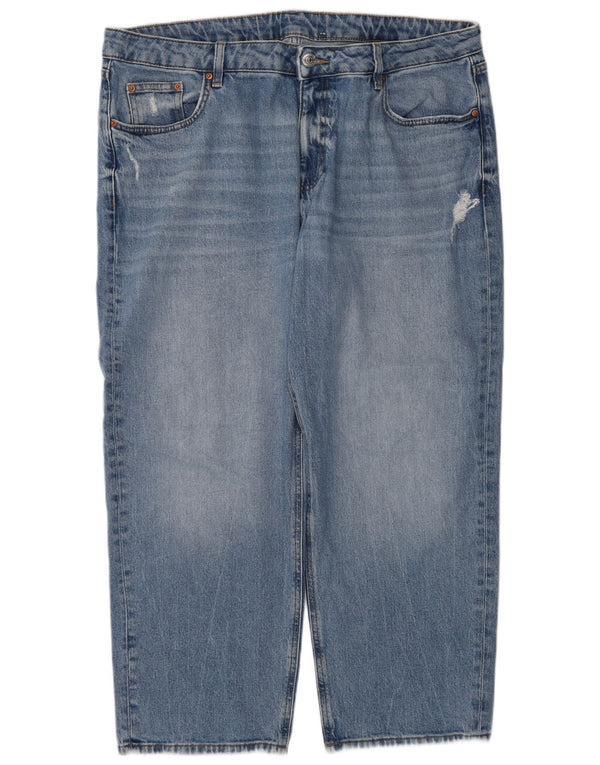 Jeans corti a vita alta da donna Marks & Spencer UK 18 XL W38 L27 Blu