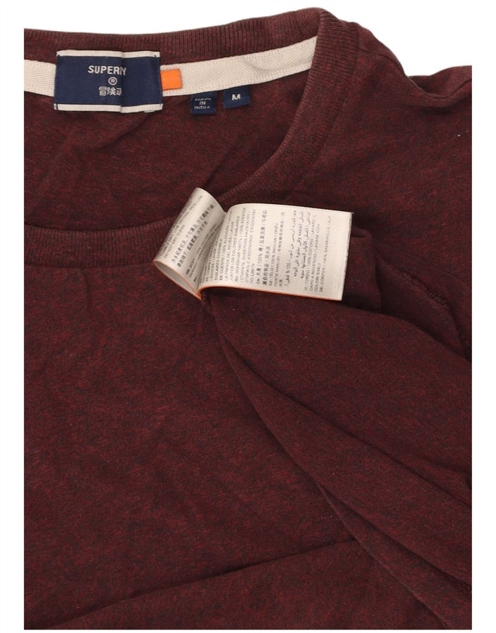 SUPERDRY Mens T-Shirt Top Medium Burgundy Cotton