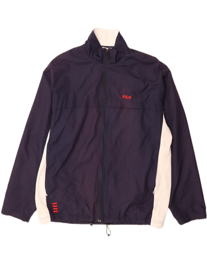 Giacca da ginnastica da uomo Fila XL in poliestere color block blu navy