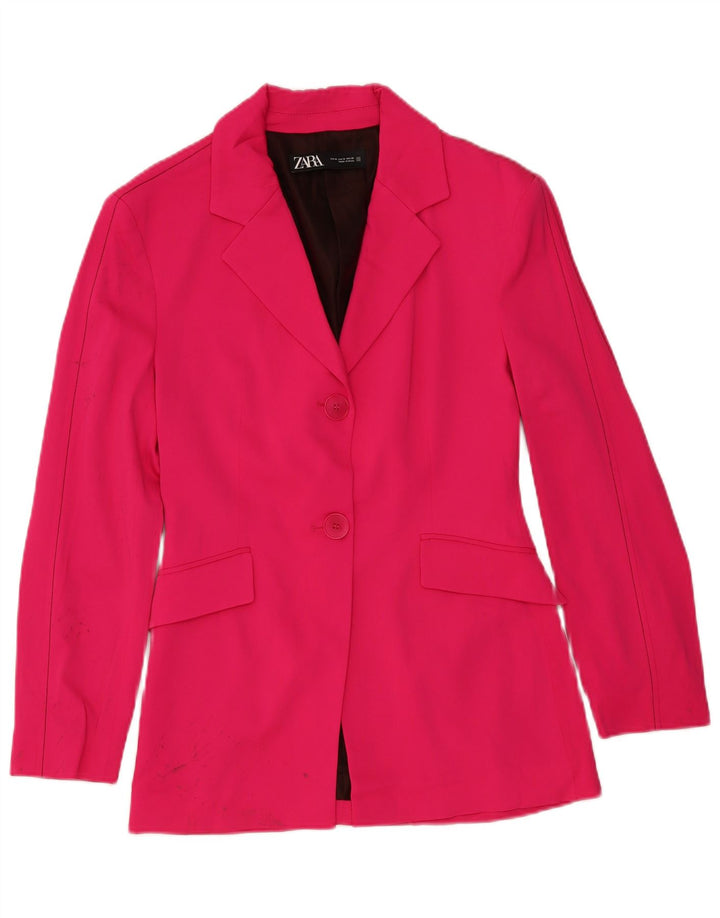 Giacca blazer a 2 bottoni da donna Zara UK 12 viscosa rosa medio