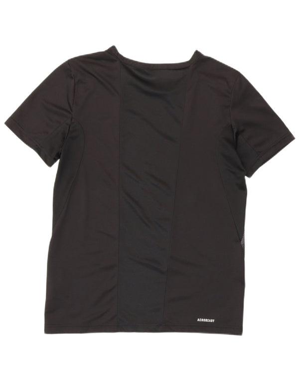 Adidas T-shirt grafica da ragazzo Top 13-14 anni Nera geometrica sportiva
