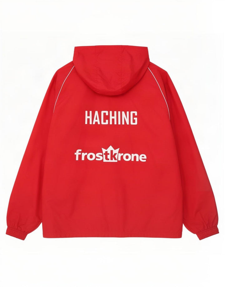 Giacca sportiva da uomo con cappuccio grafico Adidas, giacca media, in nylon rosso