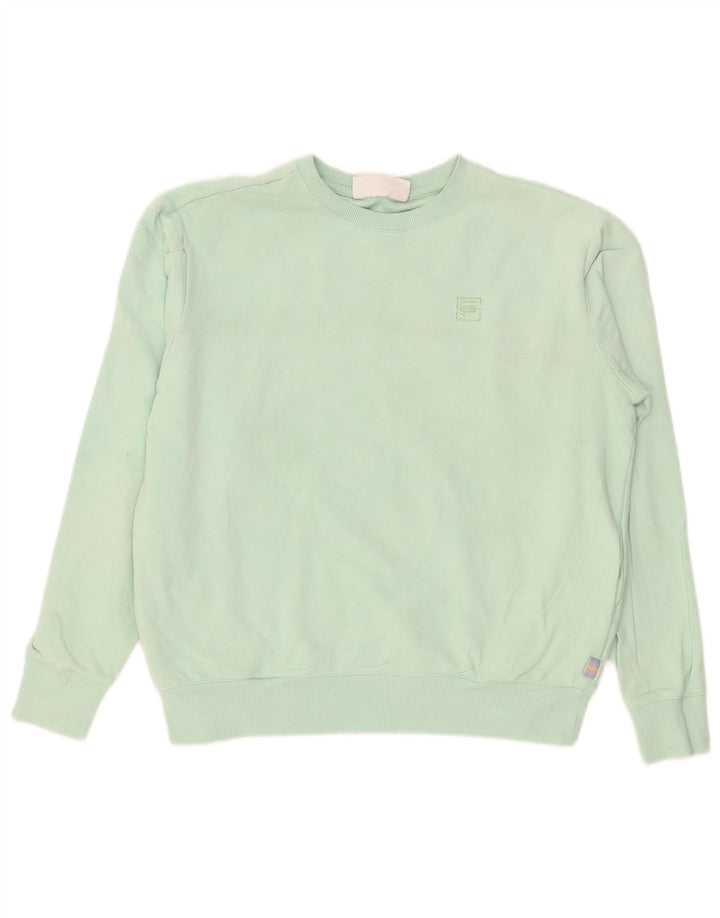 Fila Donna Felpa Maglione UK 14 Medio Turchese Cotone