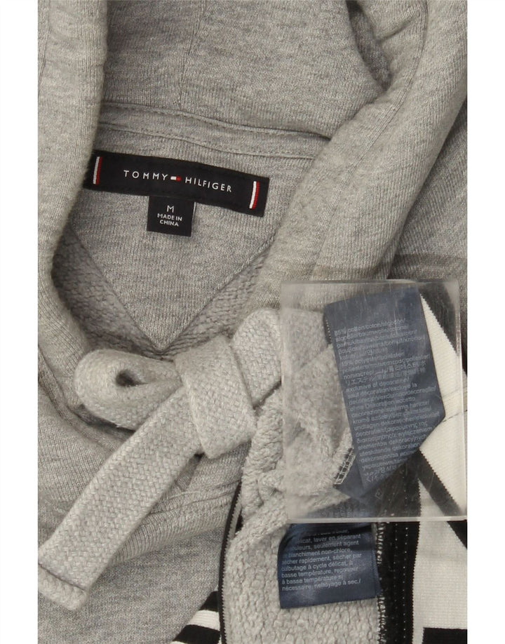 TOMMY HILFIGER Maglione con cappuccio grafico da uomo in cotone color block grigio medio