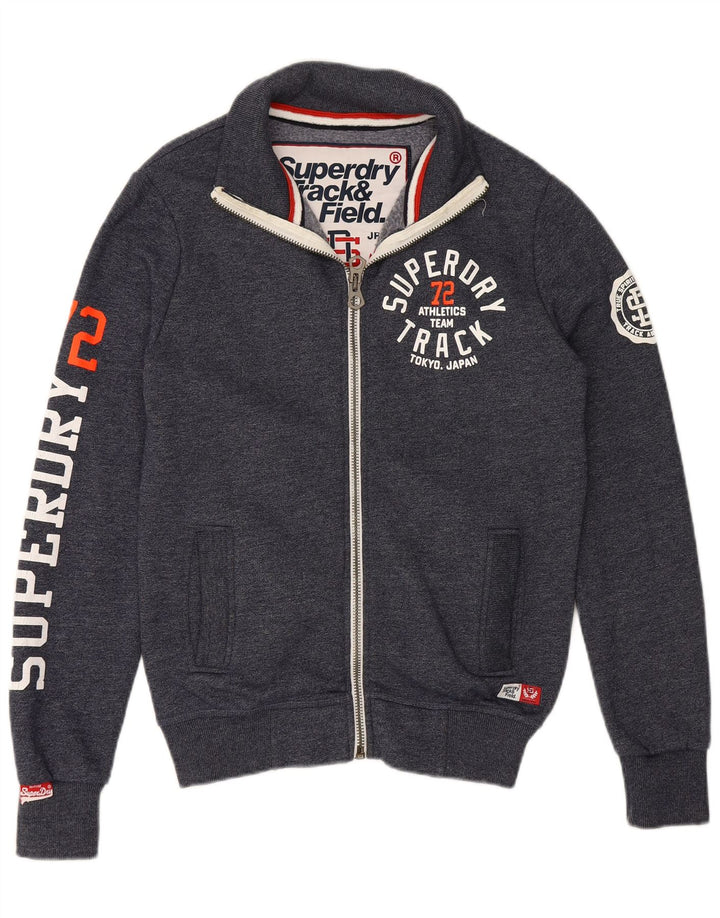 Giacca da ginnastica da uomo con grafica SUPERDRY piccola in cotone blu navy