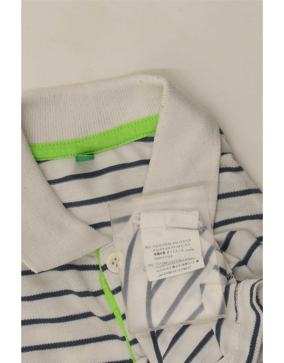 Polo Benetton Bambino 8-9 Anni Poliestere Righe Grandi Bianche