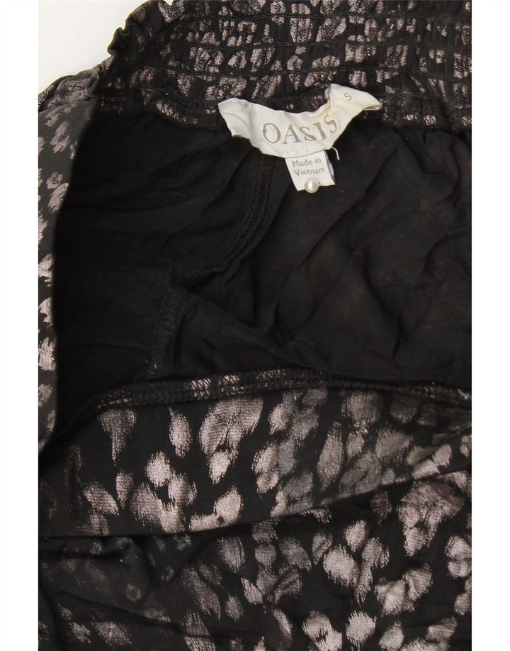 Mini gonna asimmetrica da donna OASIS piccola W27 nera con stampa animalier