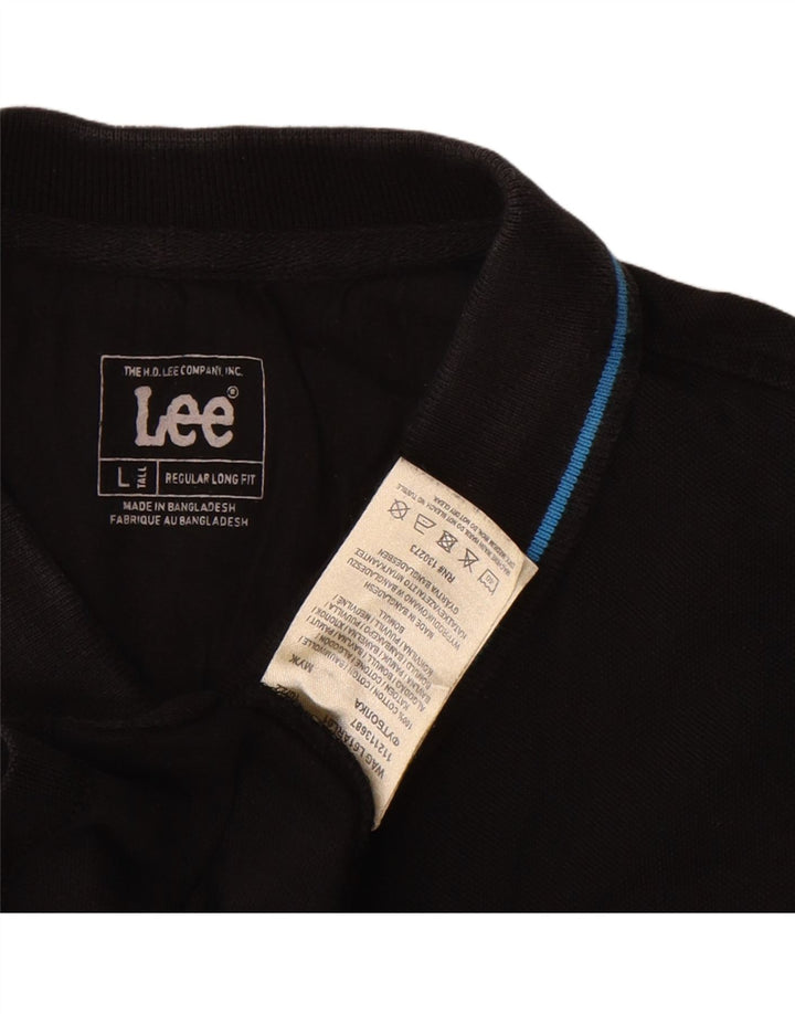 LEE Mens Tall Regular Fit Polo Shirt Large Black Cotton Vintage Lee and Second-Hand Lee from Messina Hembry 