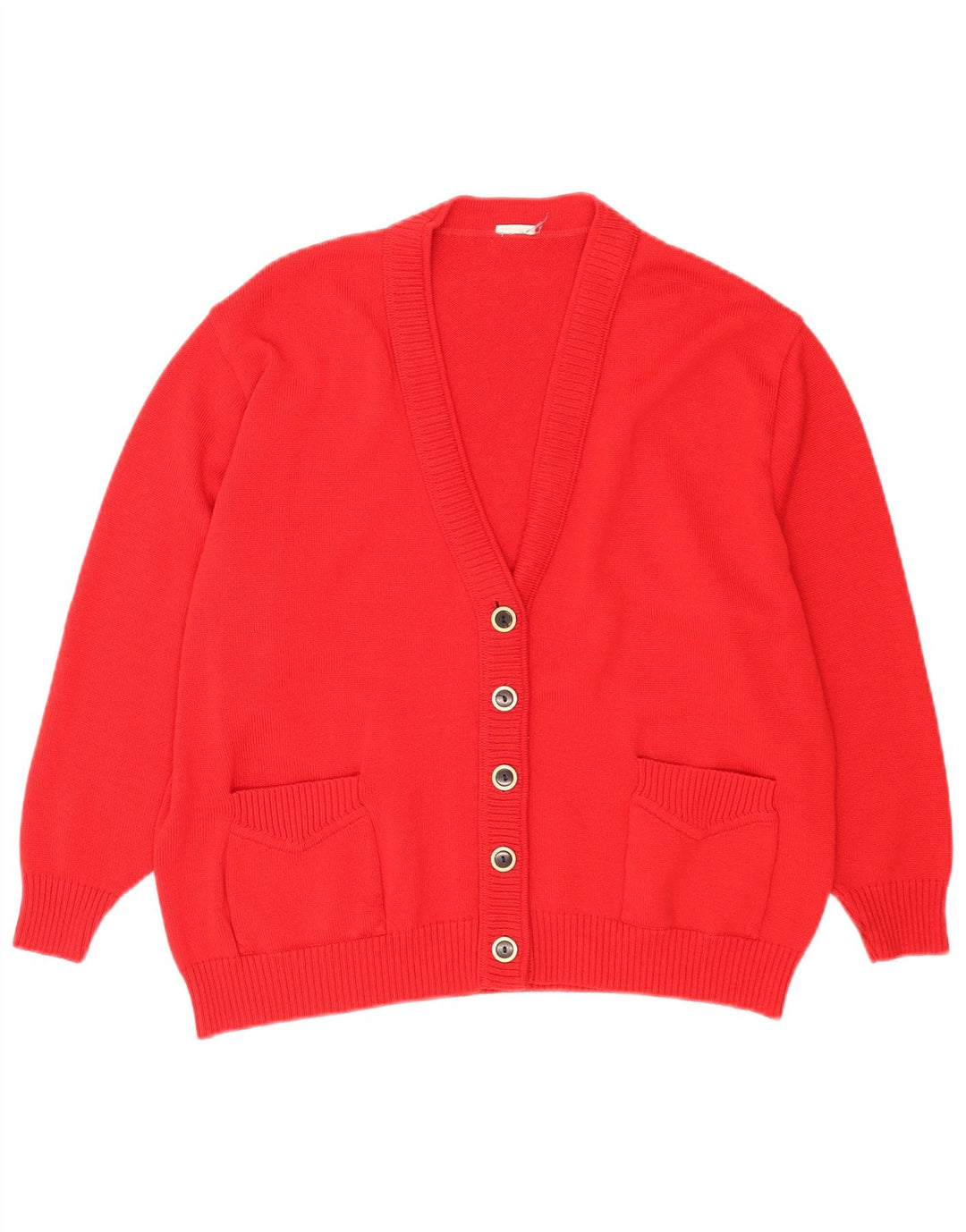 Maglione cardigan oversize da donna VINTAGE UK 18 XL Rosso