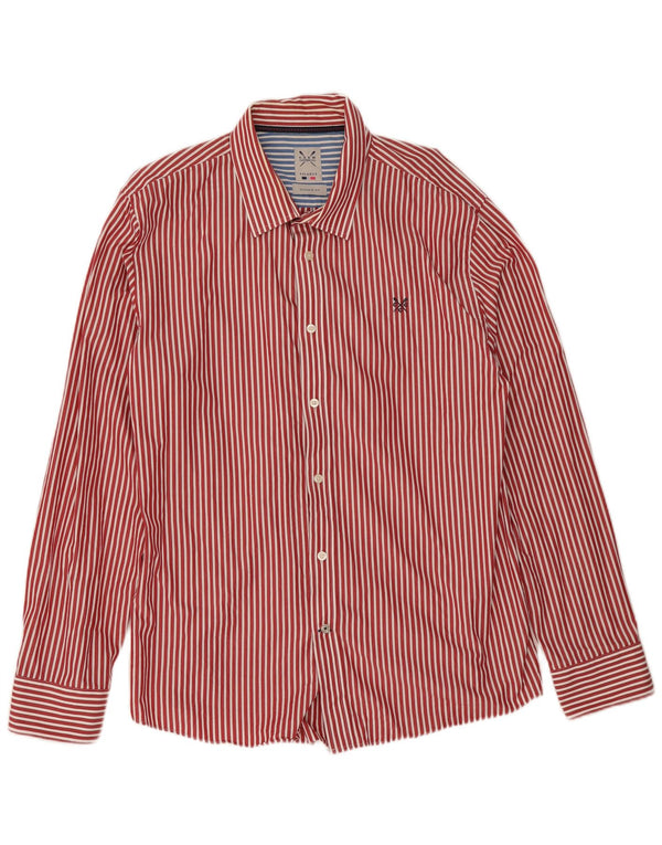 Crew Clothing Camicia da uomo dalla vestibilità classica 2XL Cotone gessato rosso