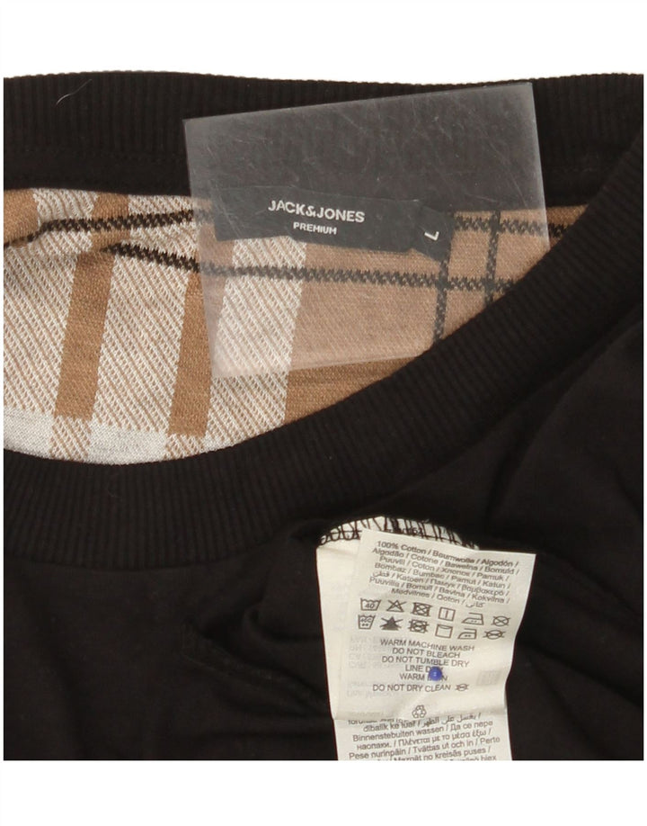 JACK & JONES T-shirt da uomo grande grande in cotone nero