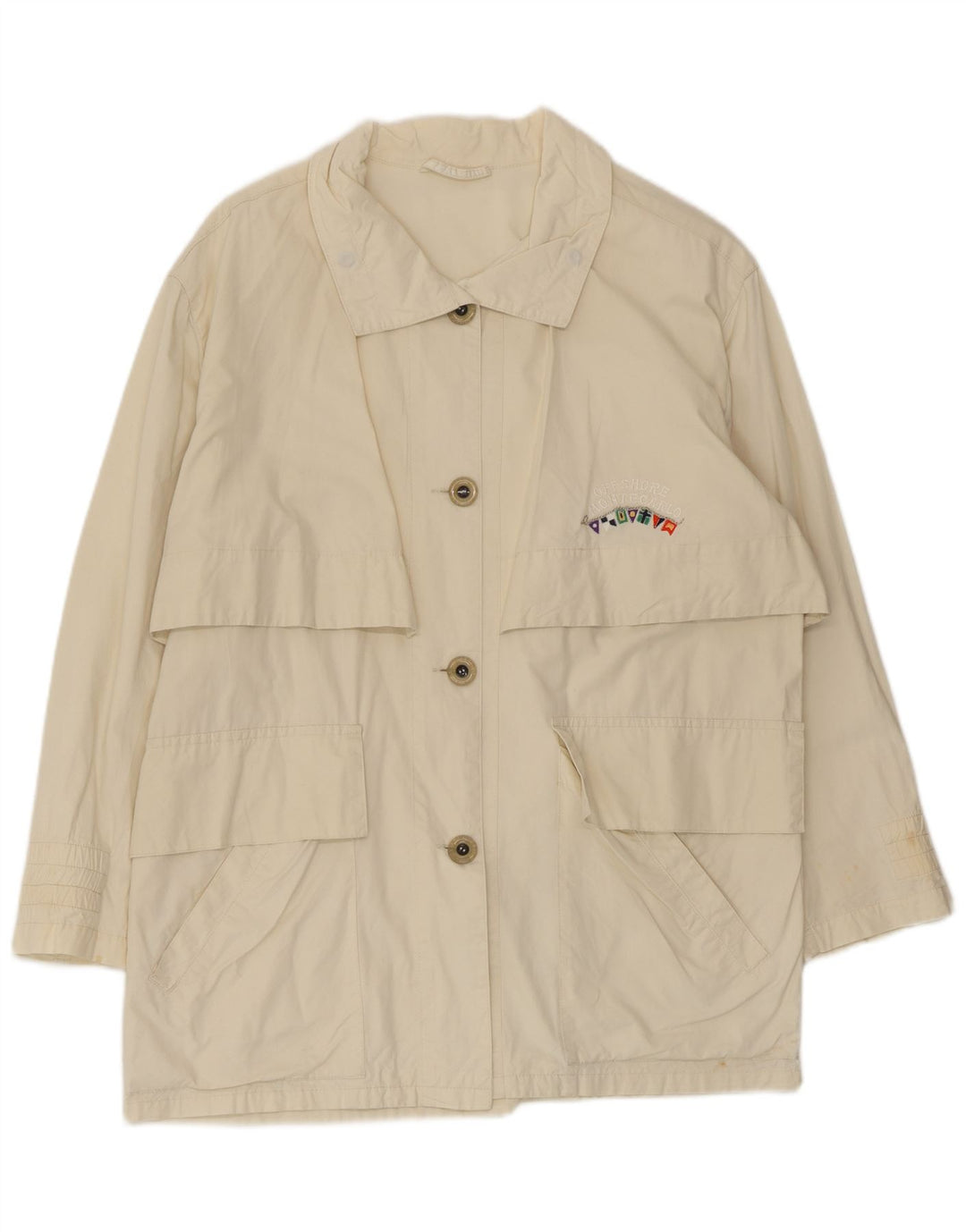 Trench corto da donna Belfe IT 42 cotone bianco sporco medio