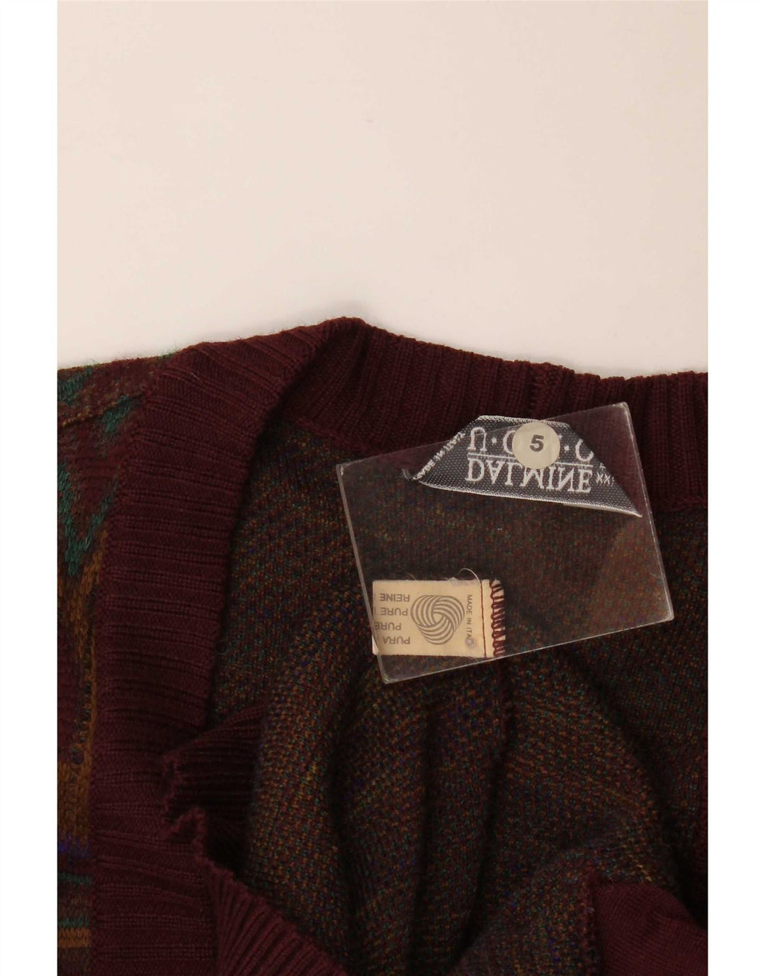 DALMINE Cardigan da uomo maglione grande in lana bordeaux