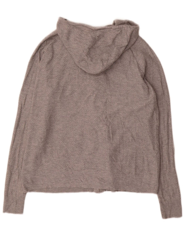 Maglione cardigan con cappuccio da donna Marks & Spencer UK 10 piccolo viscosa grigia