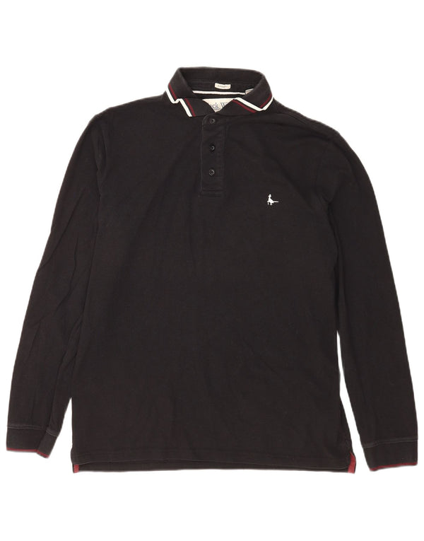 Polo da uomo a maniche lunghe dalla vestibilità classica Jack Wills in cotone nero medio