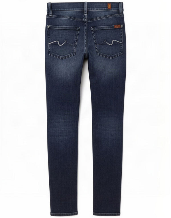 7 For All Mankind Jeans slim effetto consumato da donna W26 L30 Blu Cotone