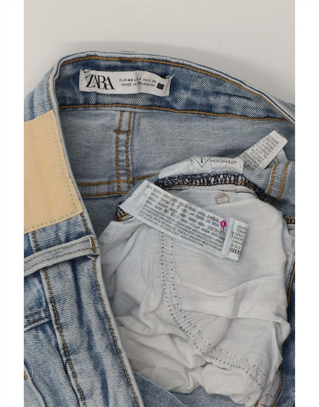 Jeans corti da donna ZARA Bootcut EU 40 medio W30 L25 cotone blu