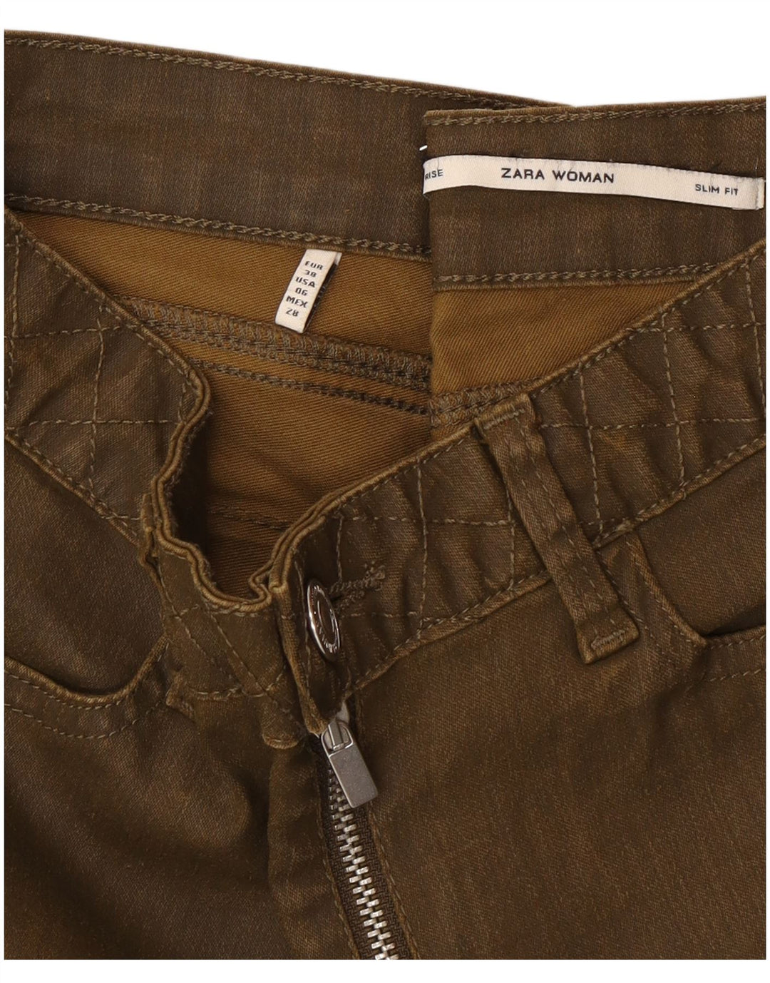 Jeans slim da donna Zara EU 38 piccoli W28 L28 verdi