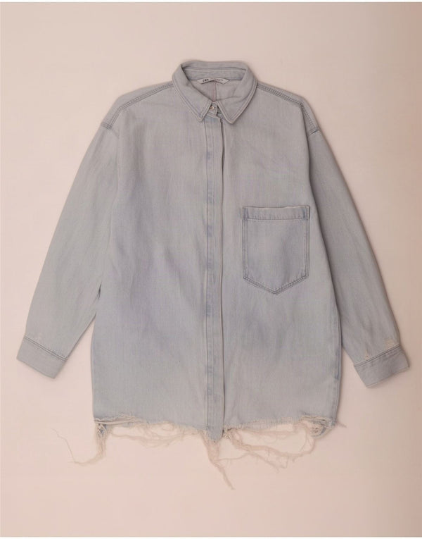 Camicia in denim oversize da donna Zara UK 14 Blu medio