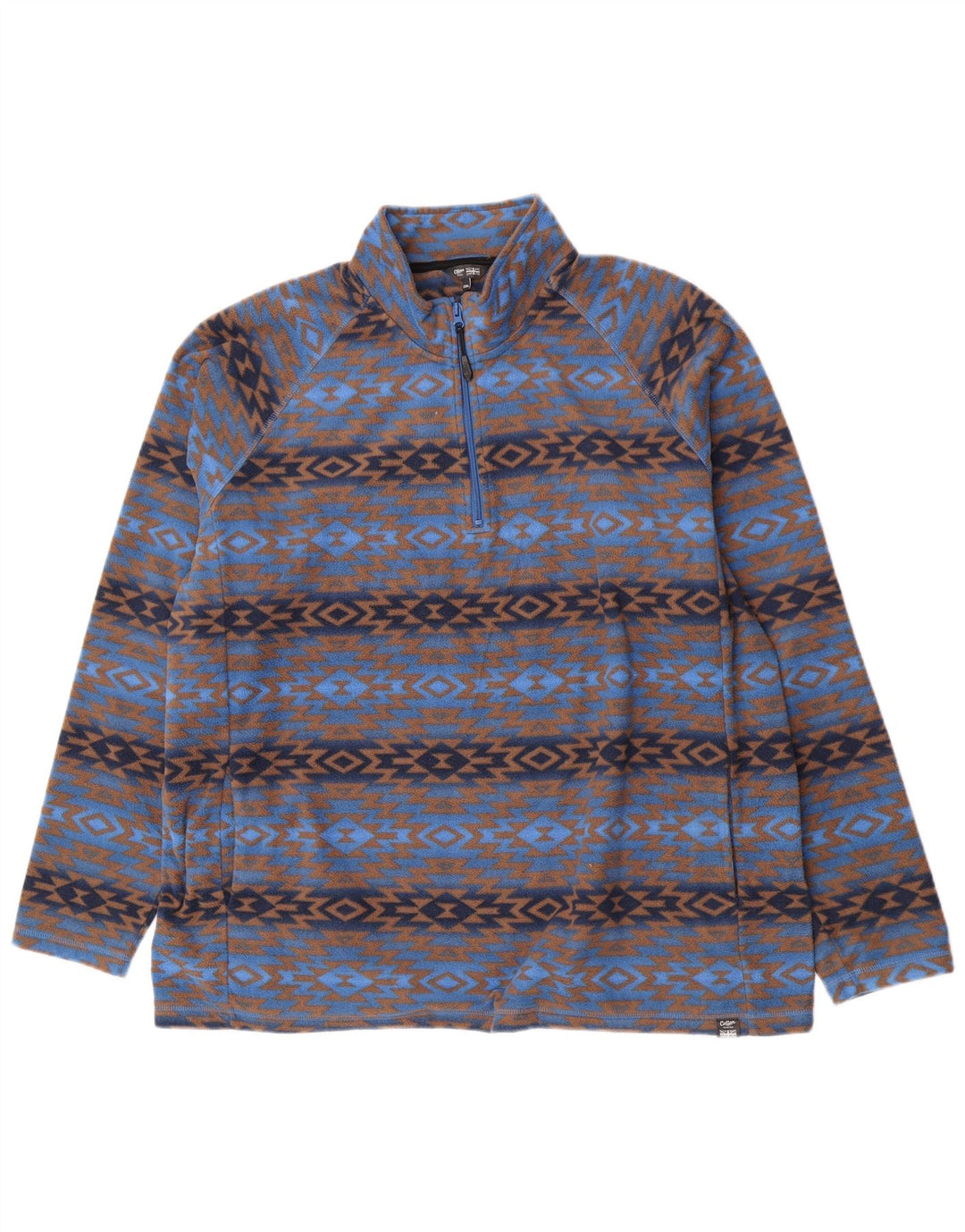Maglione in pile da uomo con collo con zip Cotton Traders 2XL Poliestere geometrico blu