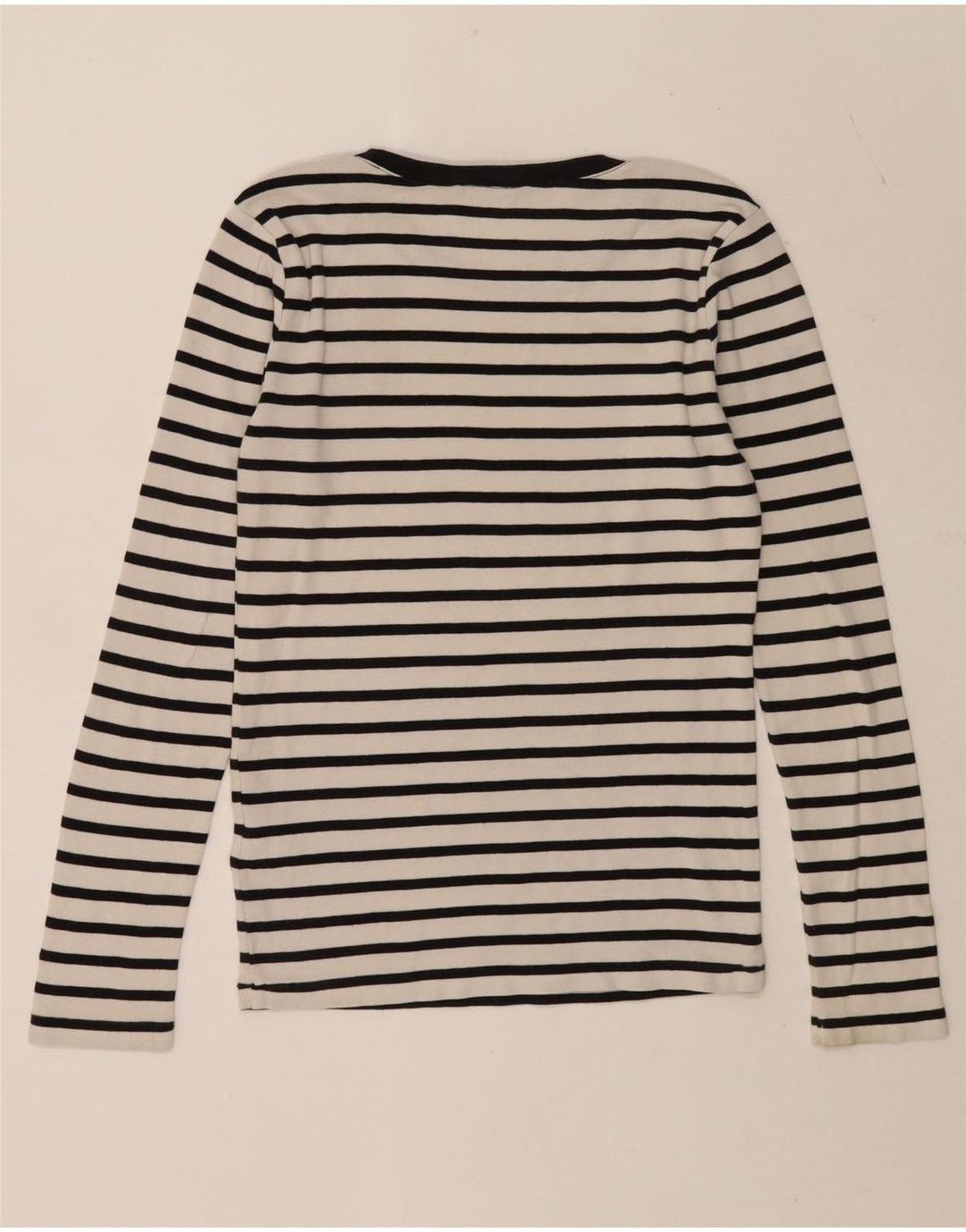 Top da donna Ralph Lauren a maniche lunghe UK 12 cotone a righe bianche medie